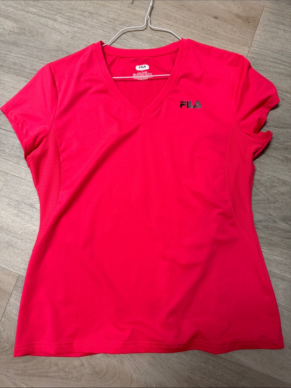 FILA Women's V-Neck Active Tee - Hot Pink